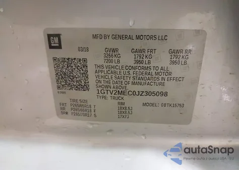 2018 GMC Sierra 1500 Sle from USA, damaged, VIN 1GTV2MEC0JZ305098